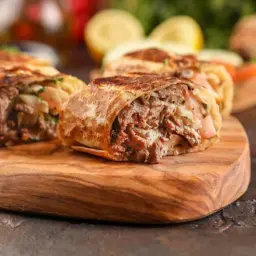 Shawarma Sarukh with Qursan Bread and Cheese
